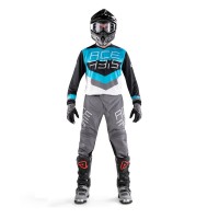 ACERBIS - MX TRACK JERSEY SET - DARK GREY PANT BLACK/AQUA JERSEY