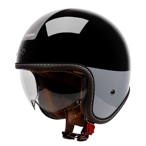 VEGA HELMET - B-52 OPEN FACE HELMET BLACK CEMENT GREY