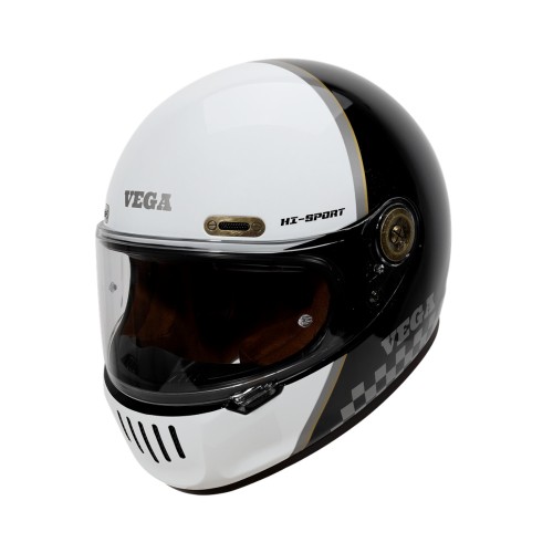 VEGA HELMET - SA-72 RETRO FULL FACE HELMET WHITE BLACK