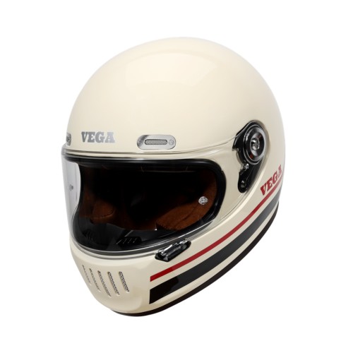 VEGA HELMET - SA-72 RETRO FULL FACE HELMET WHITE RED